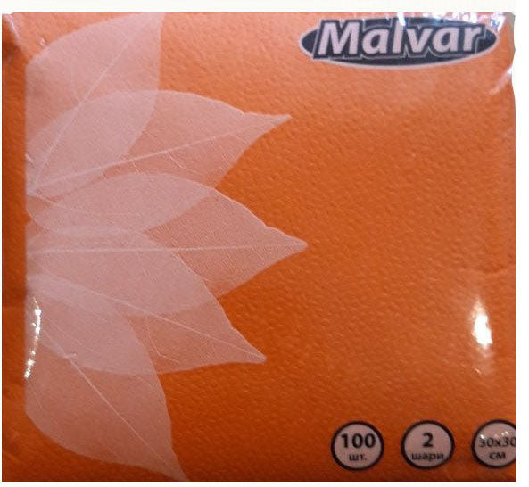 Malvar Orange 2-Ply Table Napkins, 30 x 30 cm, 100 pcs