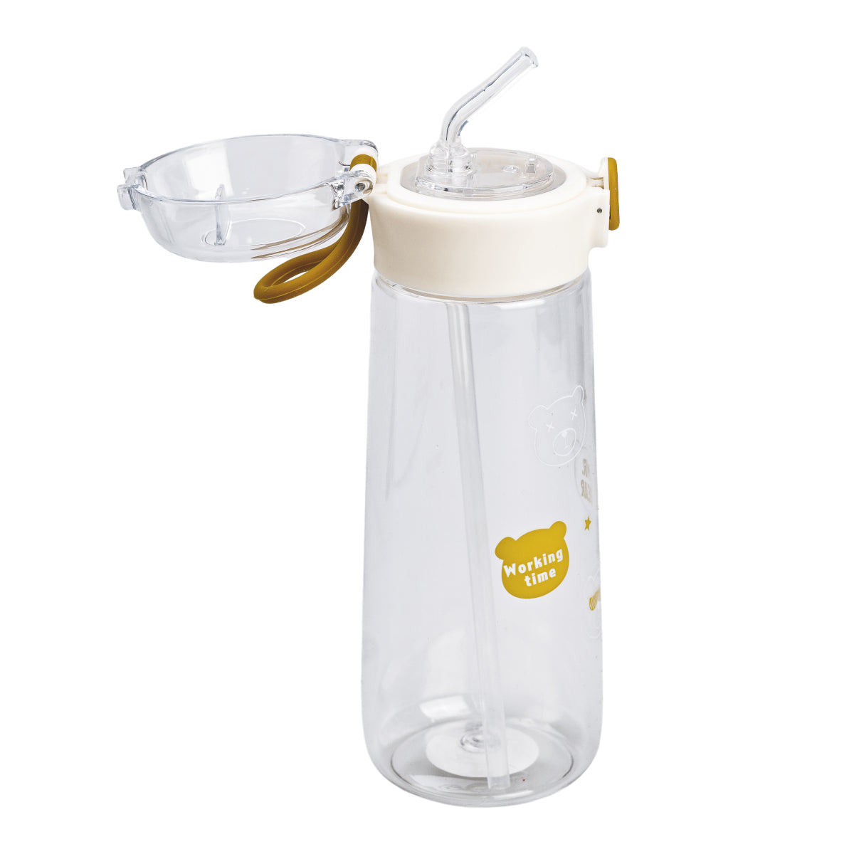 Mr. Bear Working Time Brown Water Bottle with Locking Lid & Straw, 600 mL - Image 3