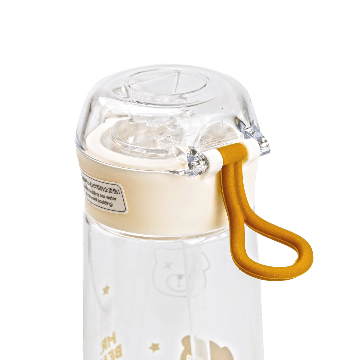 Mr. Bear Working Time Brown Water Bottle with Locking Lid & Straw, 600 mL - Image 4