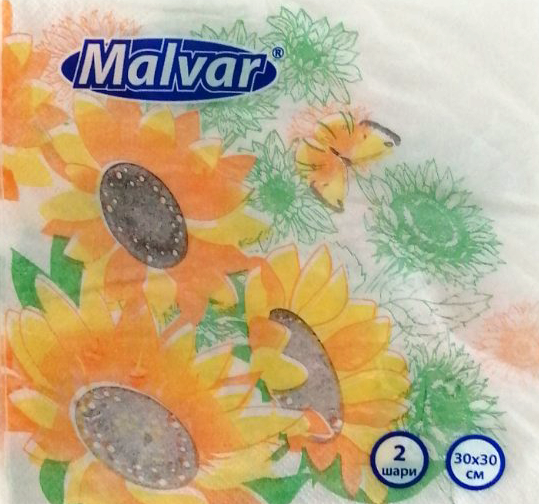 Malvar Sunflower 2-Ply Napkins, 30 x 30 cm, 20 pcs