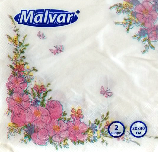 Malvar Floral Frame 2-Ply Napkins, 30 x 30 cm, 20 pcs