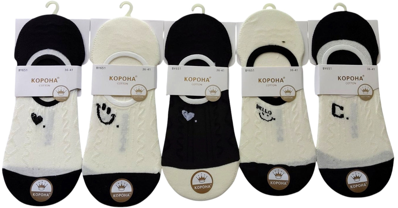 Korona BY651 Women's No-Show Socks, Size 36-41