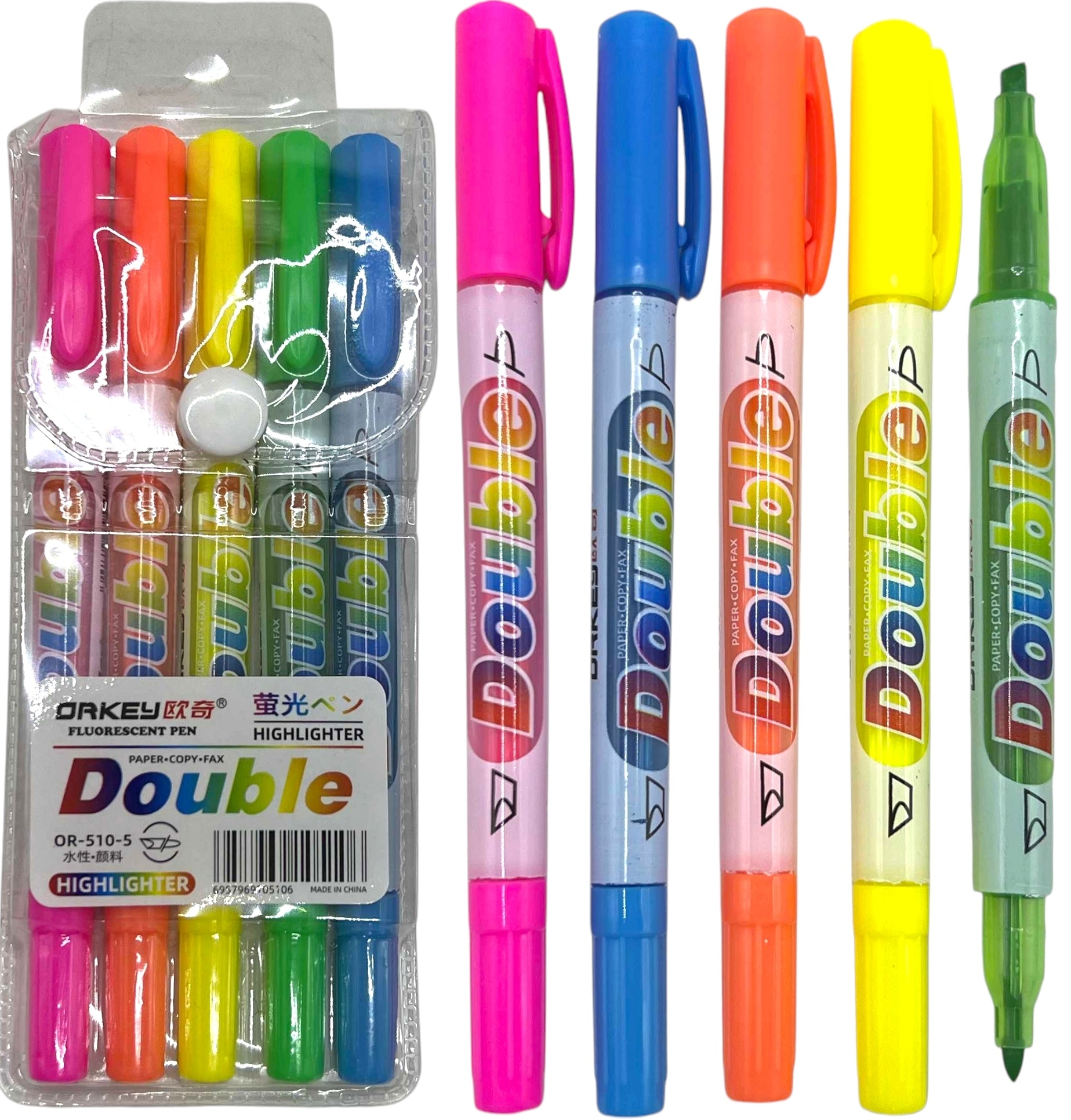 Orkey OR-510-5 Double-Tip Marker Set, 5 Colors