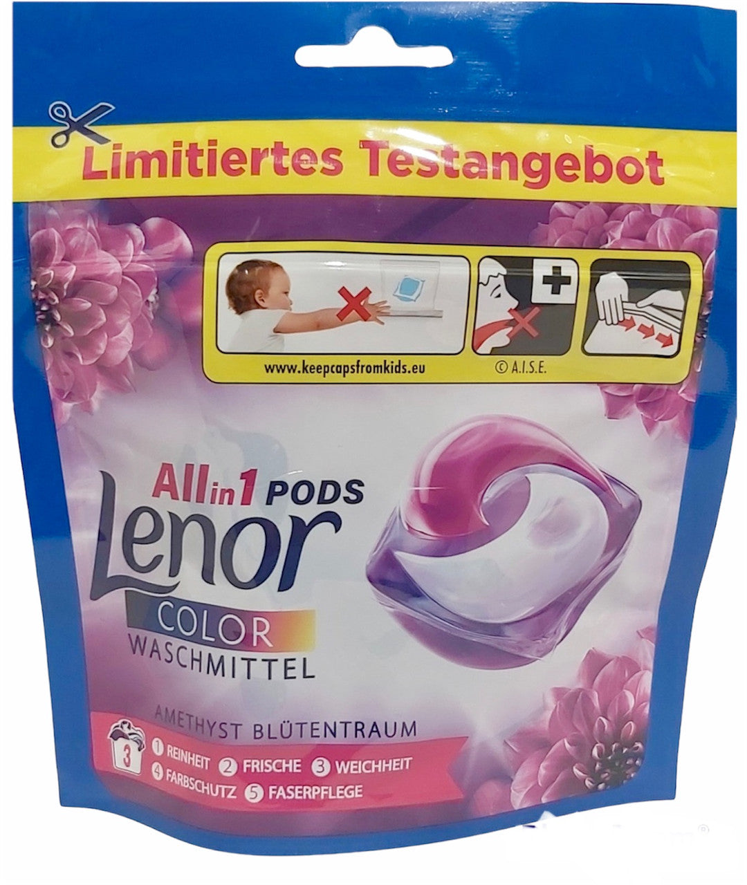 Lenor all in 1 pods Color Waschmittel Laundry Pods, 3 pcs, Priced per Piece