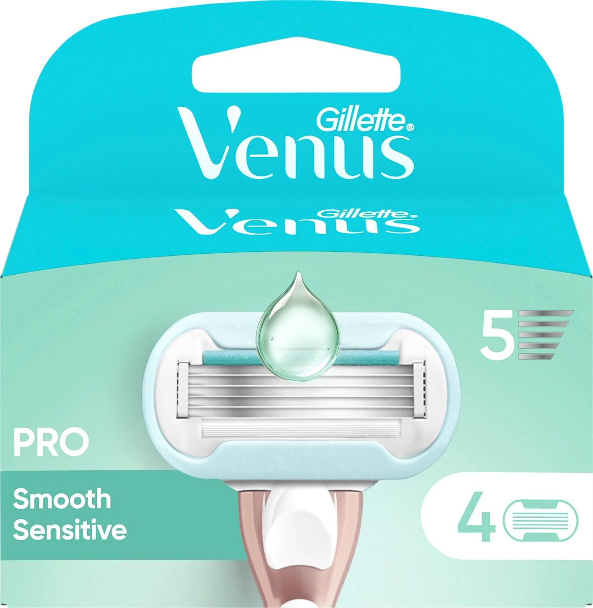 Gillette Venus Pro Smooth Sensitive Replacement Razor Blade Cartridges, 4 pcs (Price per 1 pc)