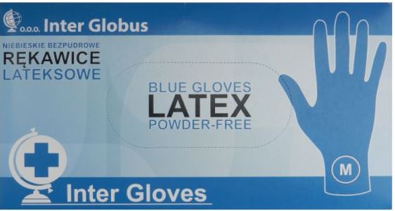 Inter Globus Blue Latex Medical Gloves, Size M, 50 pcs