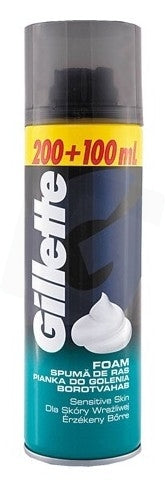 Gillette Sensitive Skin Shaving Foam, 200 mL + 100 mL
