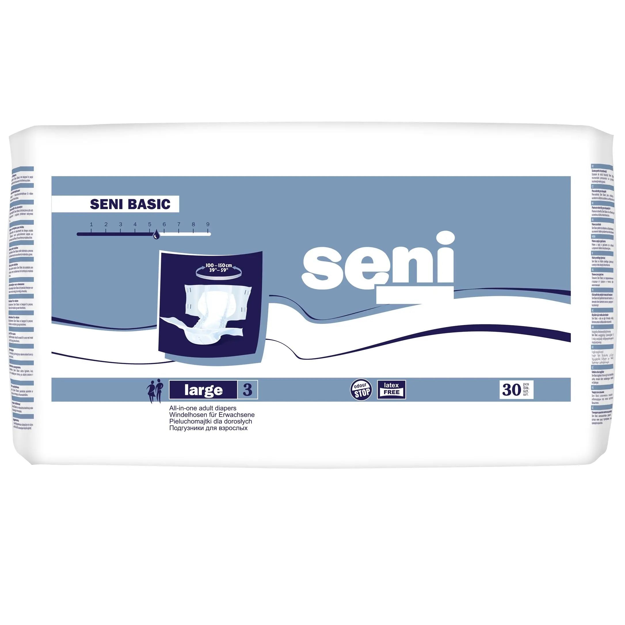 Seni Basic Large Adult Incontinence Briefs, 30 pcs, 115-150 cm