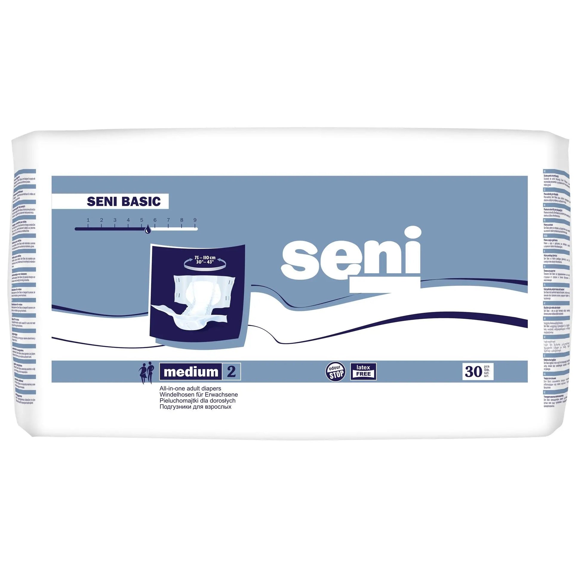 Seni Basic Medium Adult Incontinence Briefs, 30 pcs, 75-110 cm