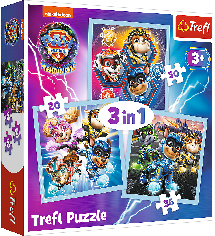 Trefl 34869 Paw Patrol Mighty Pups 3-in-1 Puzzle