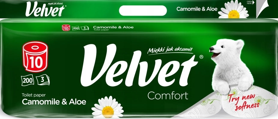 Velvet Chamomile & Aloe 3-Ply Toilet Paper, 10 Rolls