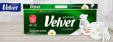 Velvet Chamomile & Aloe 3-Ply Toilet Paper, 10 Rolls - Image 2