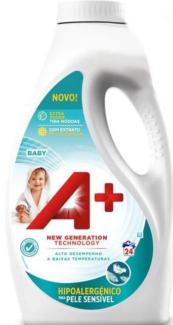 A+ Baby Laundry Detergent Gel for Kids' Clothes, 24 Loads, 1.2 L