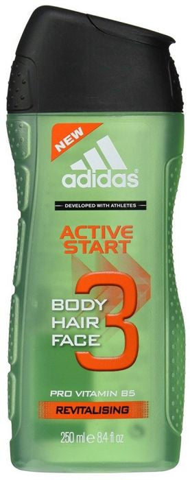 Adidas Men's Active Start 3-in-1 Shower Gel, 250 mL