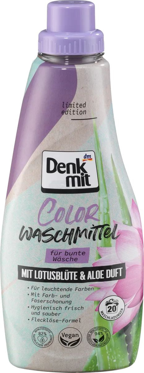 Denkmit Lotus Blossom & Aloe Color Laundry Detergent Gel, 20 Loads, 1 L