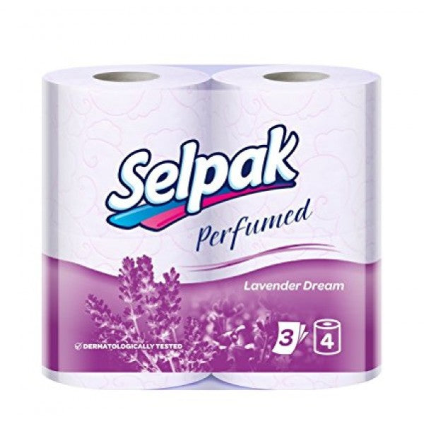 Selpak Perfumed 3-Ply Lavender Toilet Paper, 4 Rolls
