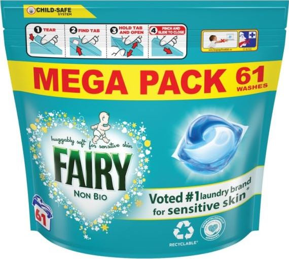 Baby Laundry Fairy Non-Bio Sensitive Skin Laundry Pods, 61 pcs (Priced per Piece)