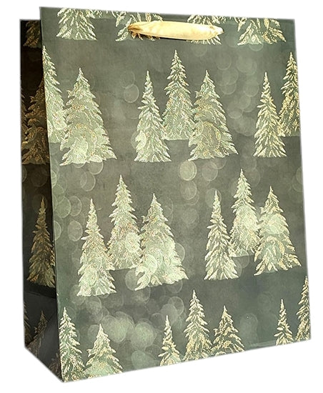 281696 Christmas Trees in Gold Gift Bag, 32 x 44 x 14 cm