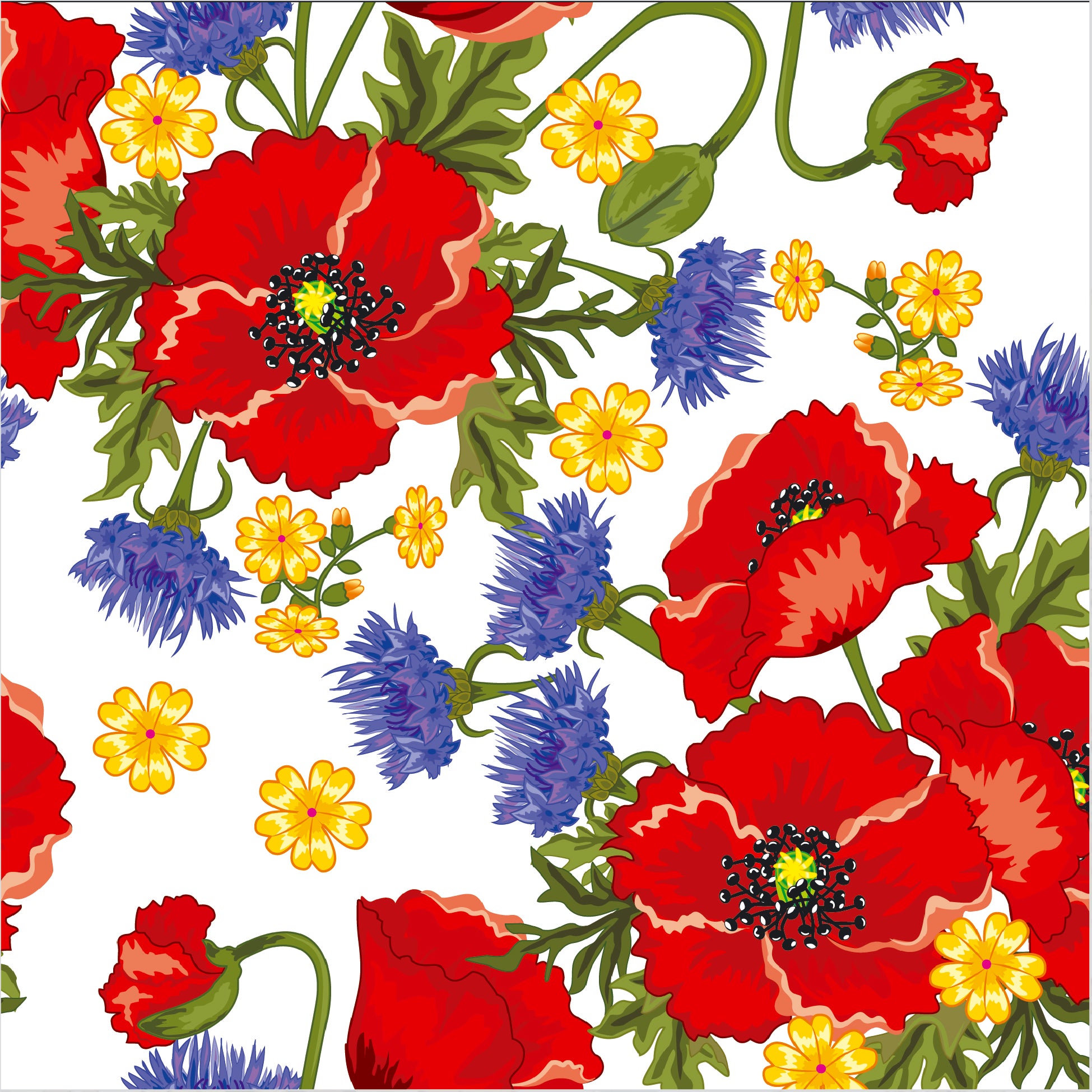 Luxy Cornflowers & Poppies 3-Ply Table Napkins, 18 pcs, 33 x 33 cm