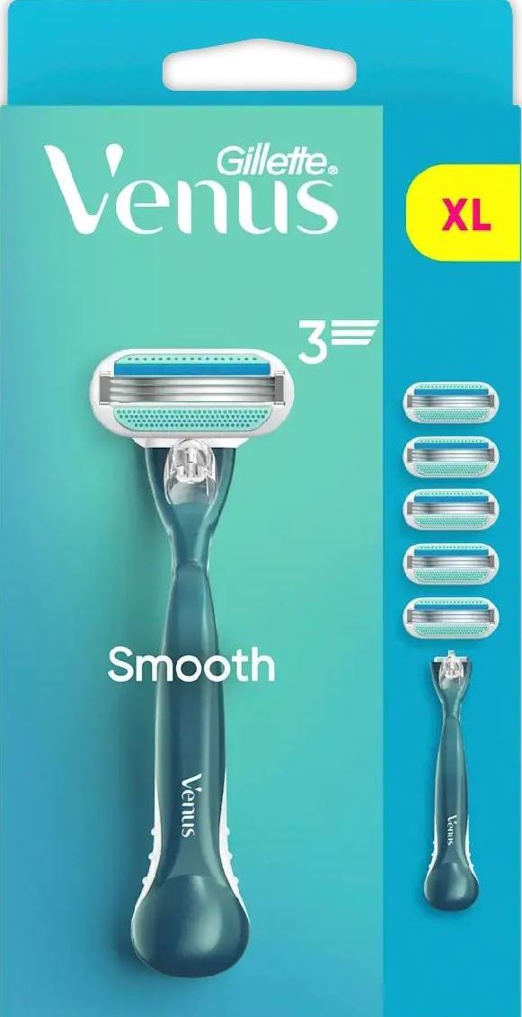Gillette Venus Smooth Women's Razor, 5 Cartridges, 3 Blades