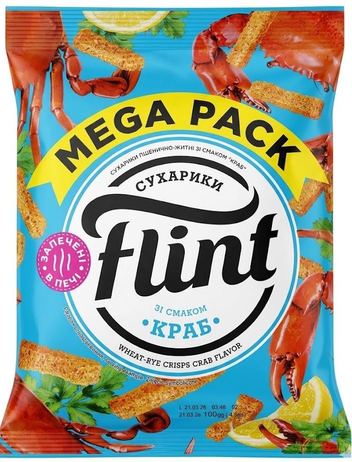 Flint Wheat-Rye Croutons, Crab Flavor, 100 g