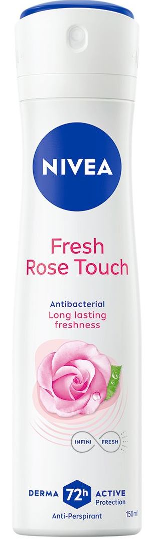Nivea Women's Antiperspirant Deodorant Fresh Rose Touch Spray, 150 mL