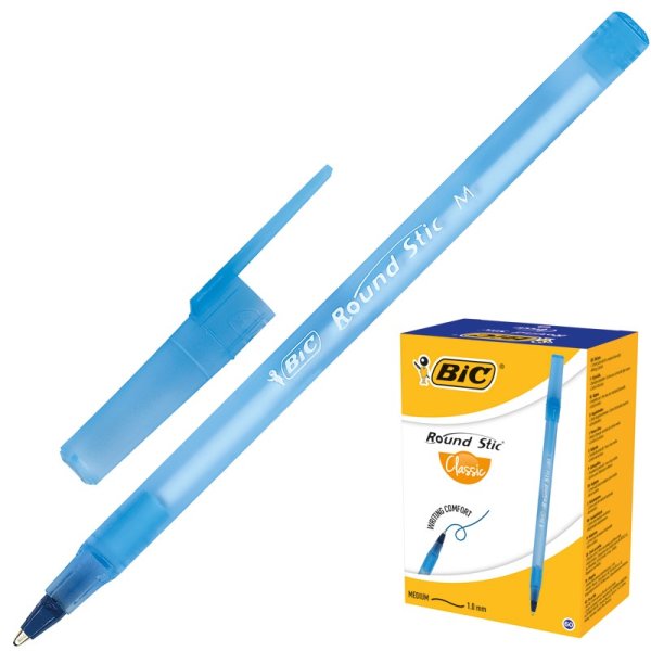 BIC Round Stic Blue Ballpoint Pen, 1 mm