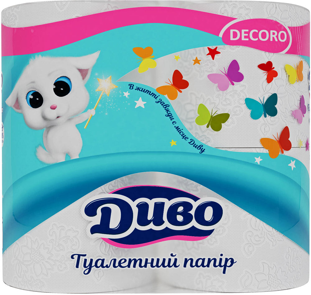 Dyvo Decoro 2-Ply Toilet Paper, 4 Rolls