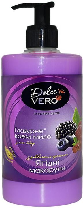 Dolce Vero Berry Macarons Liquid Cream Soap with Pump, 500 mL