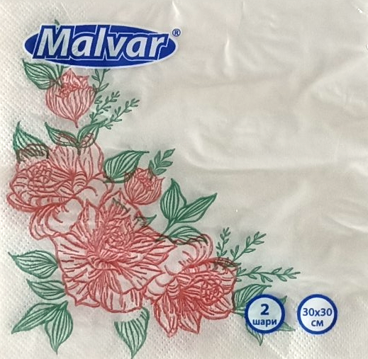 Malvar Roses 2-Ply Napkins, 30 x 30 cm, 40 pcs