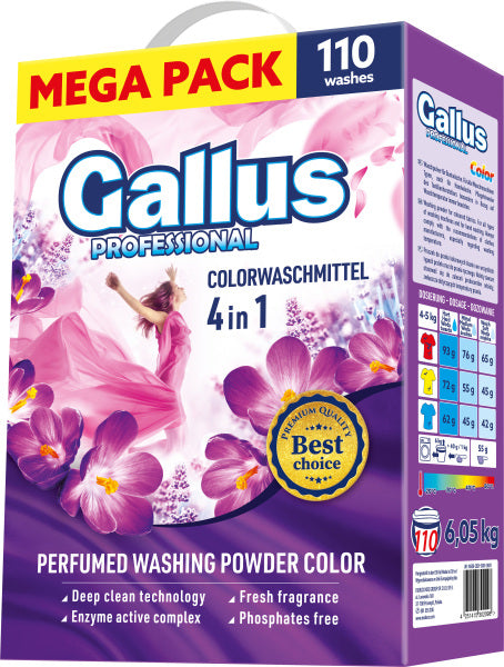 Gallus Professional Color 4-in-1 Laundry Detergent Powder, 110 Loads, 6.05 kg