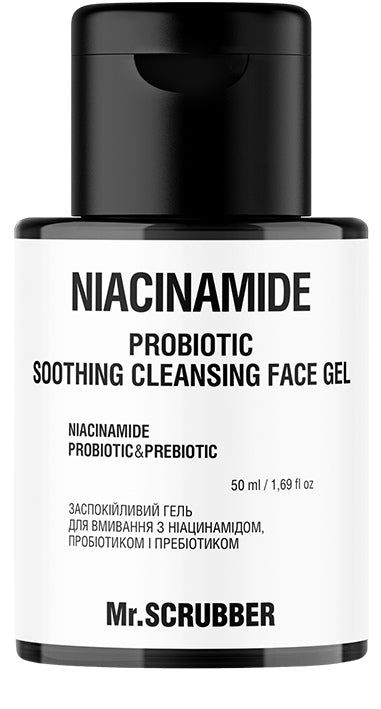 Mr. Scrubber Soothing Face Wash Gel with Niacinamide, Probiotic & Prebiotic, 50 mL