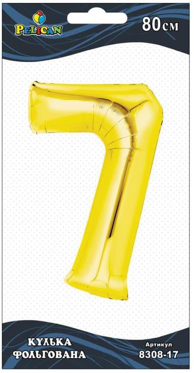 Pelican Number 7 Gold Foil Balloon, 80 cm