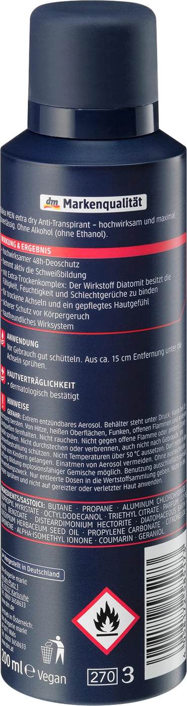 Balea Men Extra Dry Aerosol Antiperspirant Deodorant, 200 mL - Image 2