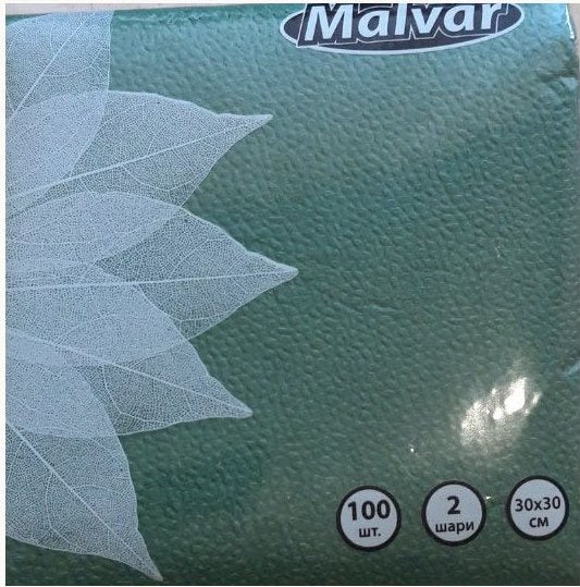 Malvar Green 2-Ply Table Napkins, 30 x 30 cm, 100 pcs