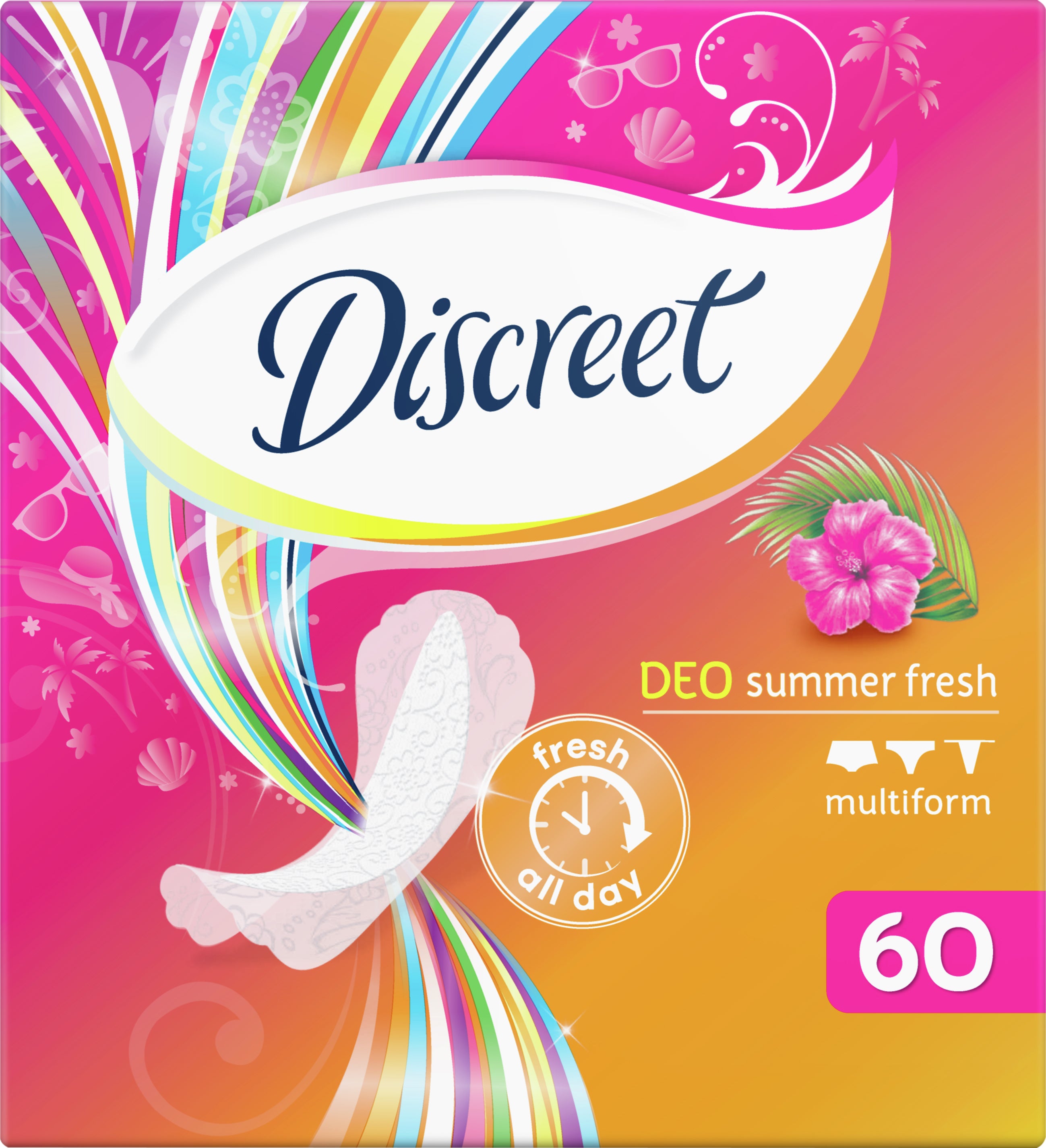 Discreet Summer Fresh Panty Liners, 60 pcs