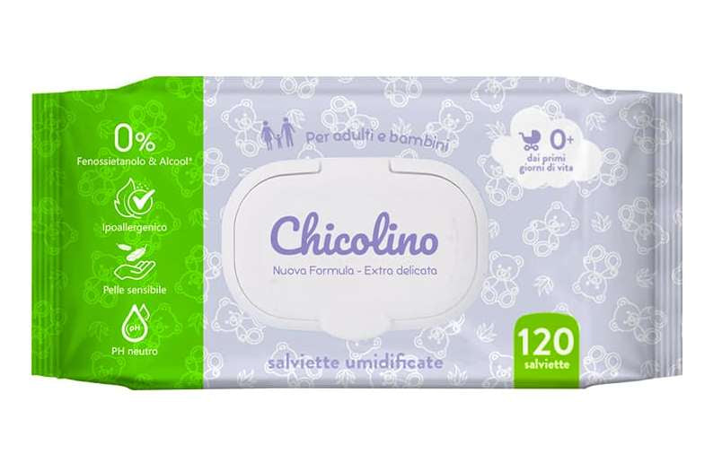 Chicolino Newborn Wet Wipes with Lid, 120 pcs