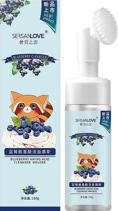 Sersanlove Blueberry Facial Cleansing Mousse with Brush, 150 mL