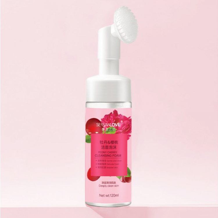 Sersanlove Peony Cherry Facial Cleansing Mousse with Brush, 120 mL - Image 2
