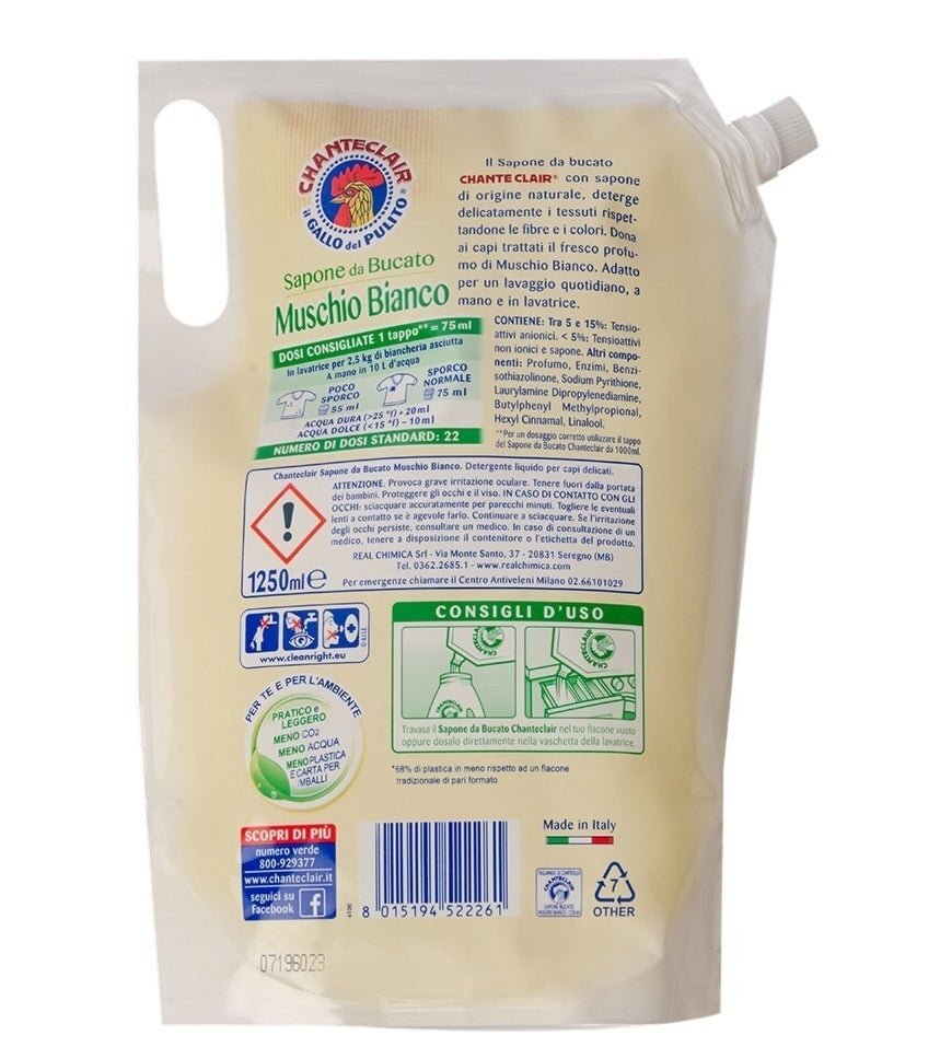 Chante Clair White Musk Liquid Laundry Soap Refill Pouch, 1.25 L - Image 2