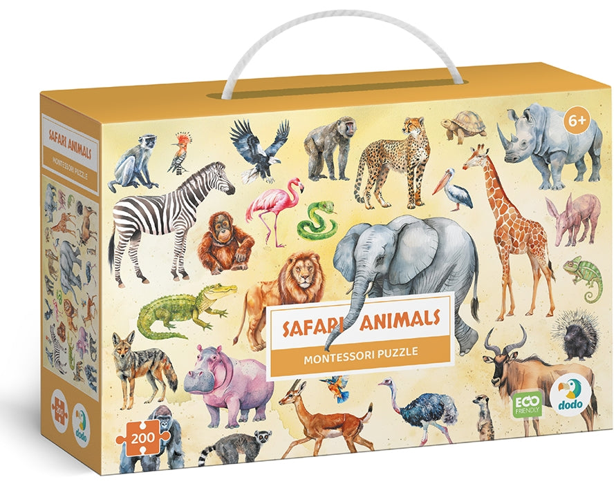 Dodo 300628 Montessori Safari Animals Puzzle, 200 Pieces