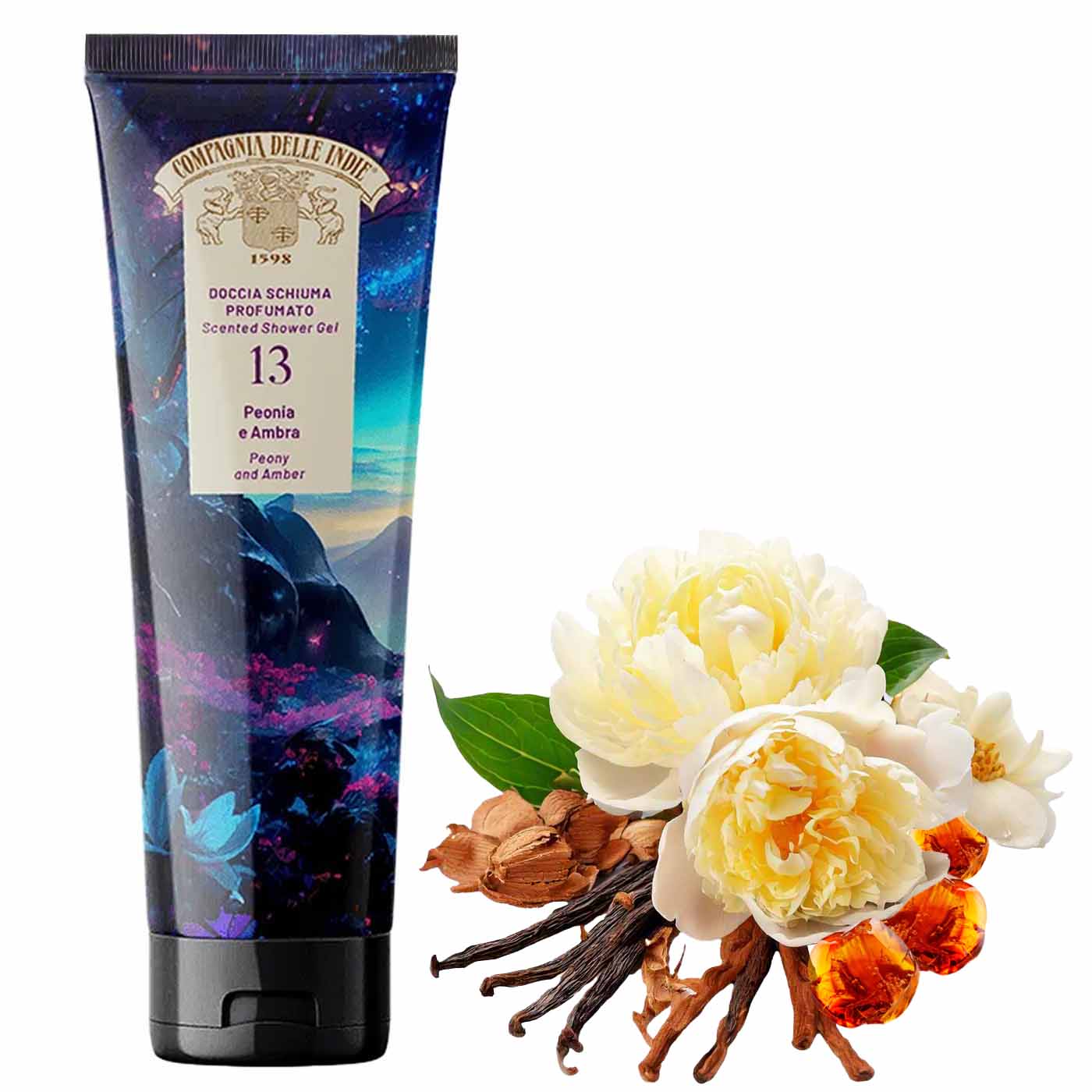 Compagnia delle Indie 13 Peony & Amber Shower Gel, 250 mL - Image 2