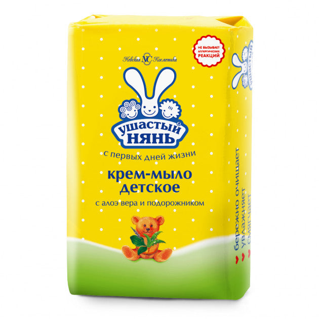 Ushastiy Nyan Aloe Vera & Plantain Kids Cream Bar Soap, 90 g