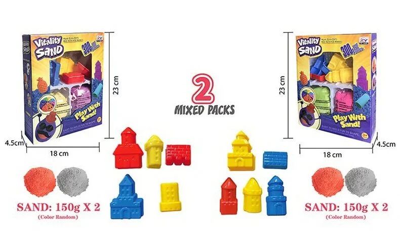 Vitality Sand 1906 D Kinetic Sand Set with 2 Colors & 5 Molds