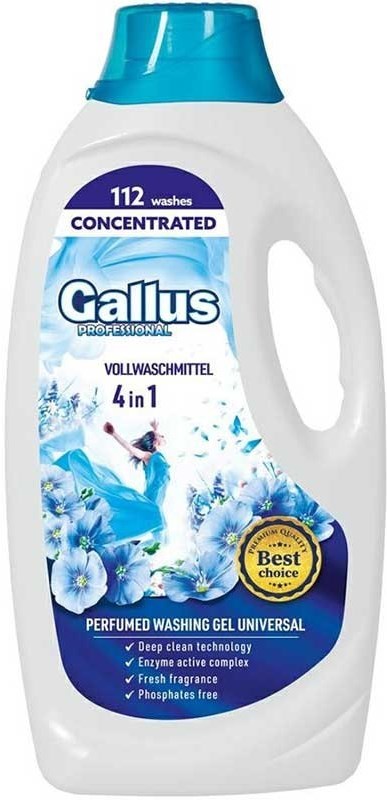 Gallus Professional Universal 4-in-1 Laundry Detergent Gel, 112 Loads, 4.05 L