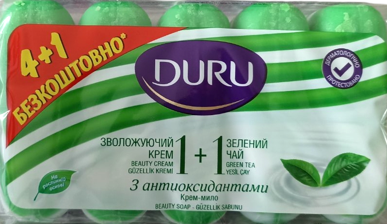 Duru 1+1 Green Tea Bar Soap Eco Pack, 4+1 x 80 g