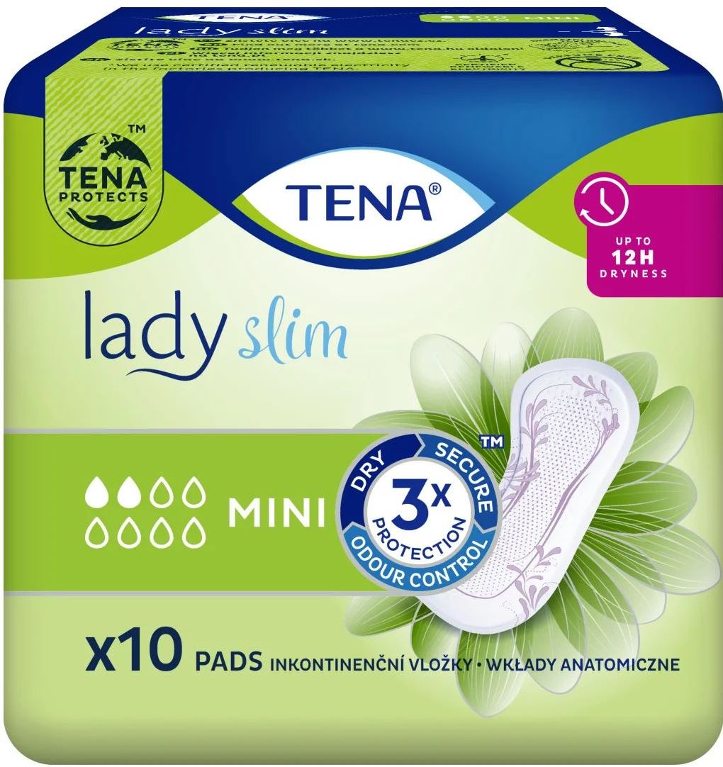 Tena Lady Slim Mini Urological Pads, 2-Drop Absorbency, 10 pcs