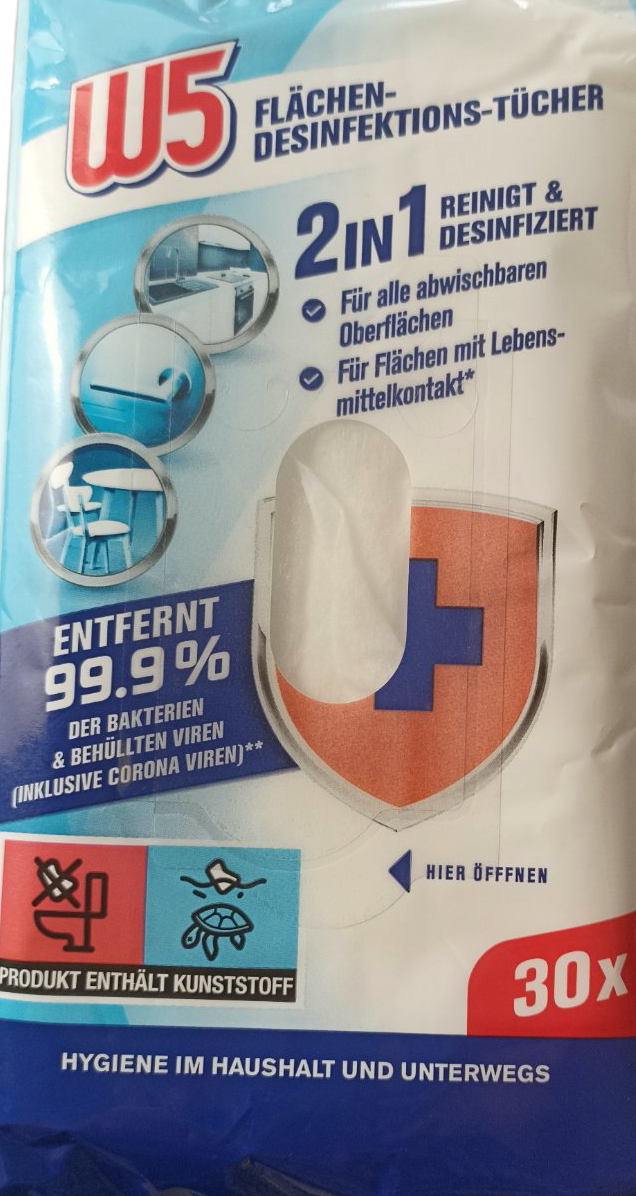 W5 2-in-1 Disinfecting Cleaning Wet Wipes, 30 pcs