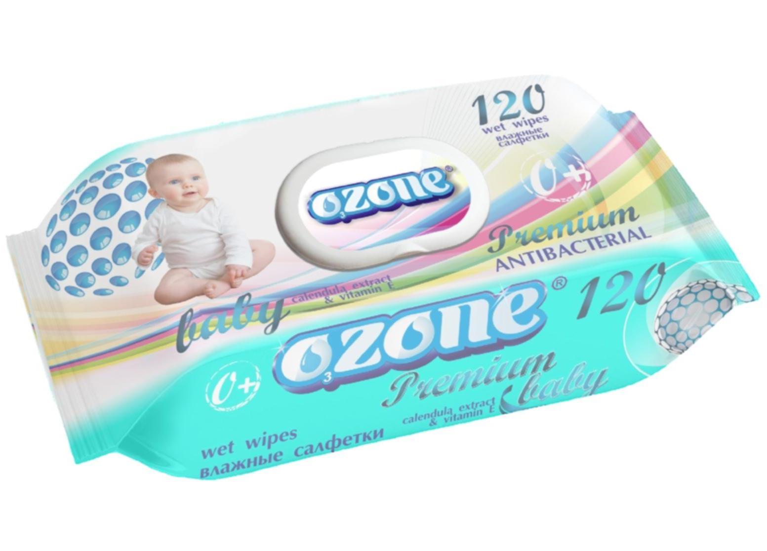 Ozone Premium Antibacterial Calendula Kids Wet Wipes with Lid, 120 pcs