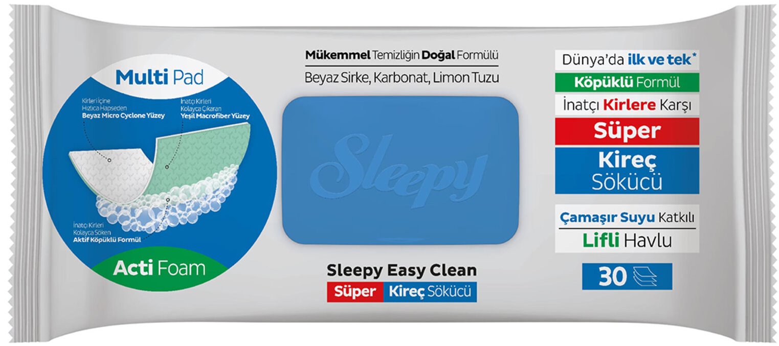 Sleepy Easy Clean Bathroom Cleaning Wet Wipes, 30 pcs
